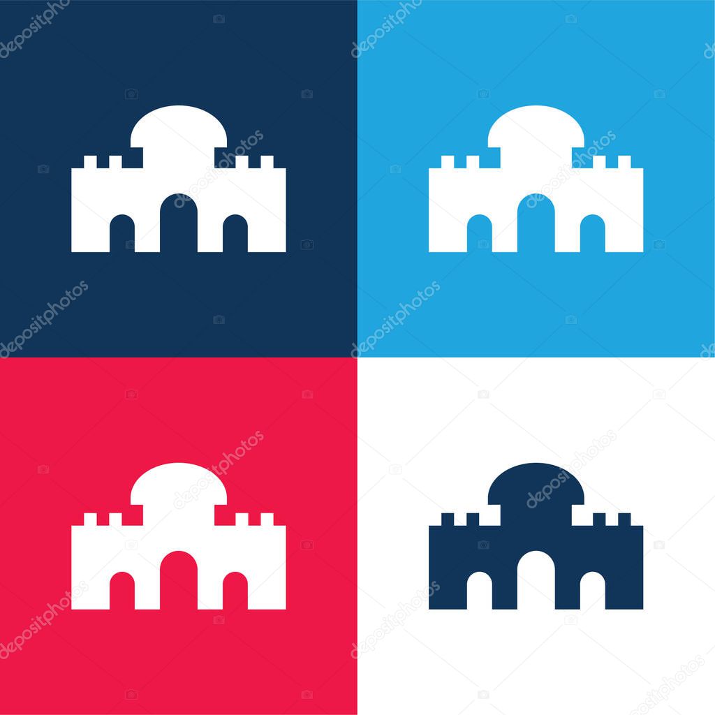 Alcala Gate blue and red four color minimal icon set