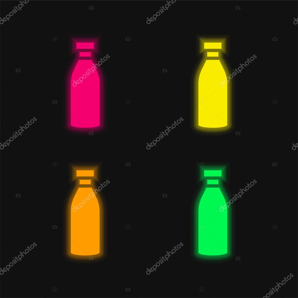Bottle four color glowing neon vector icon