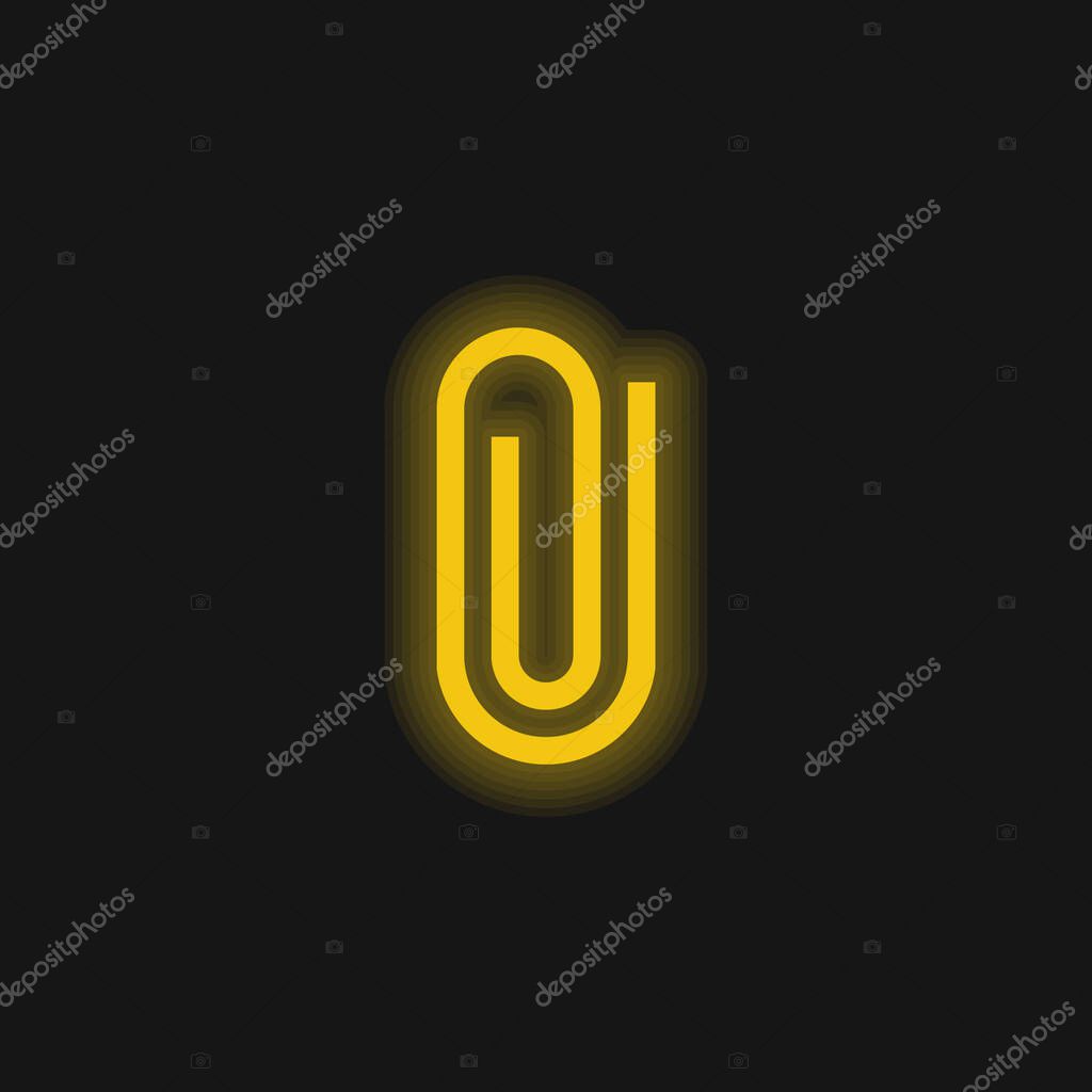 Attachment yellow glowing neon icon