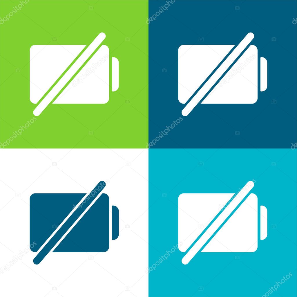 Battery With A Slash Flat four color minimal icon set