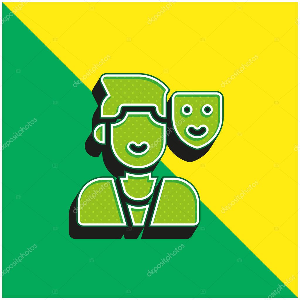 Actor Green and yellow modern 3d vector icon logo