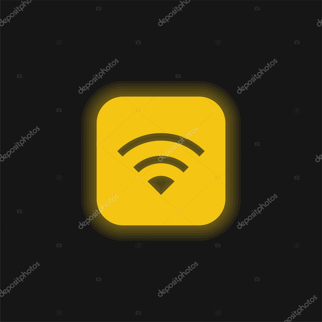 Apple yellow glowing neon icon