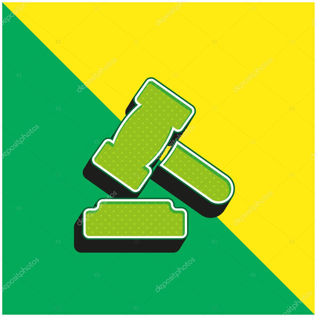 Auction Green and yellow modern 3d vector icon logo