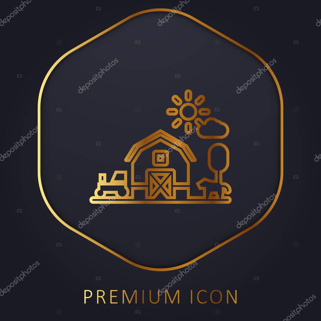 Barn golden line premium logo or icon