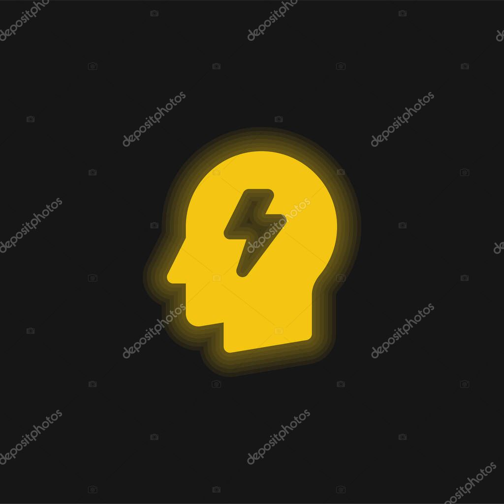 Brainstorm yellow glowing neon icon