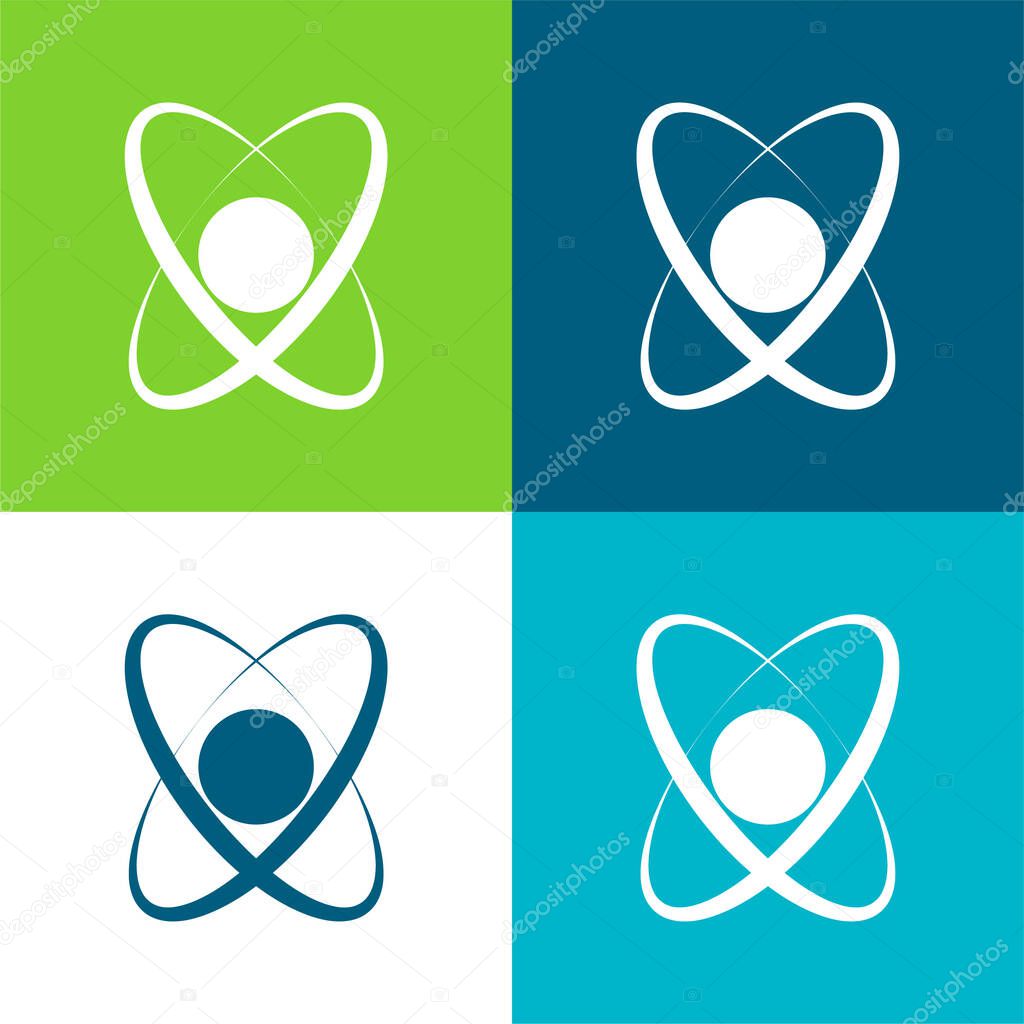 Atom Shape Flat four color minimal icon set