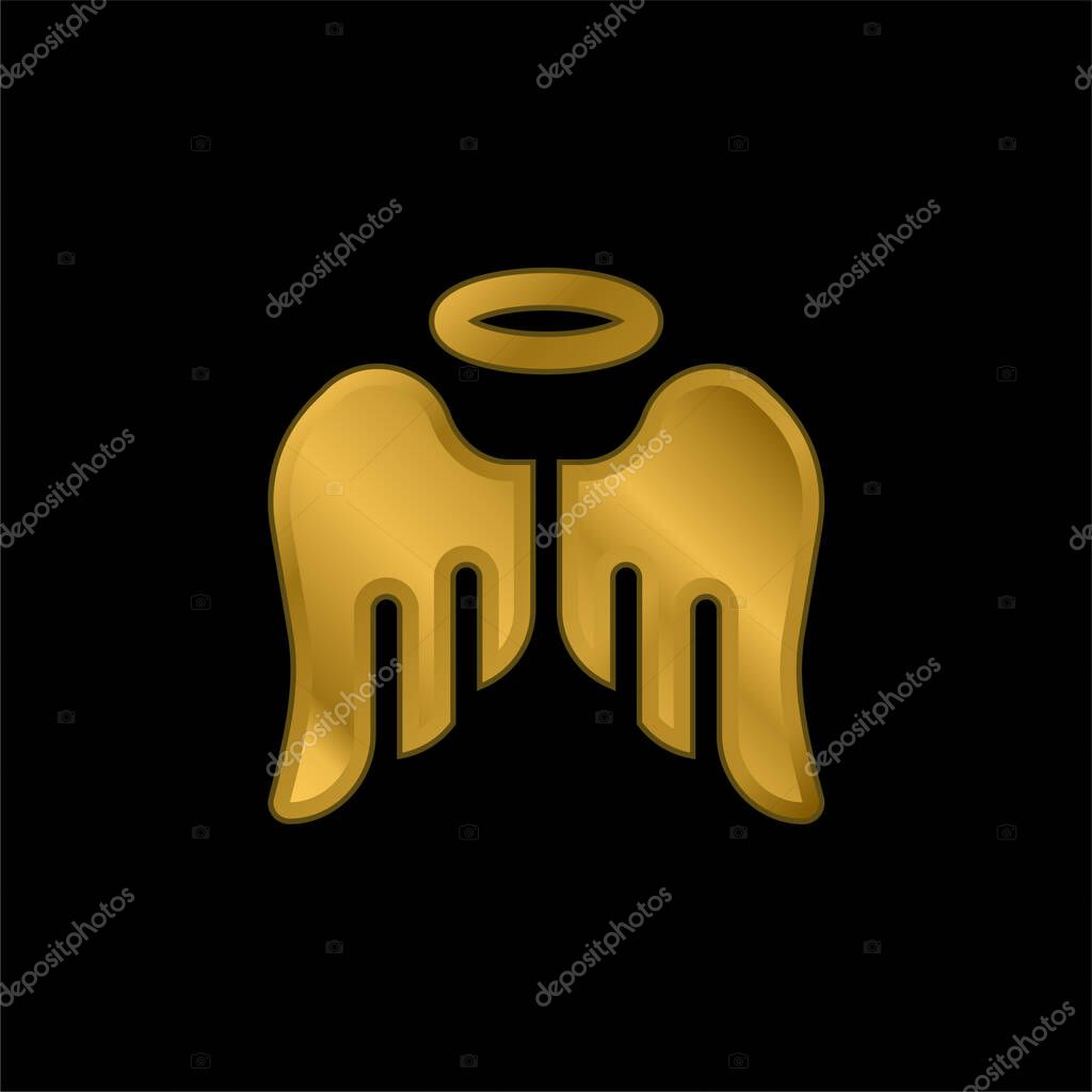 Angel gold plated metalic icon or logo vector