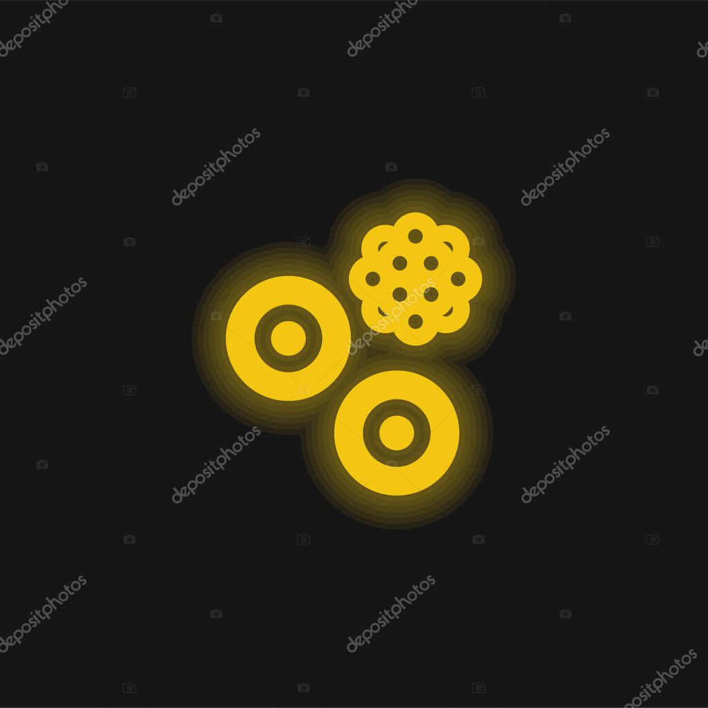 Blood Cells yellow glowing neon icon