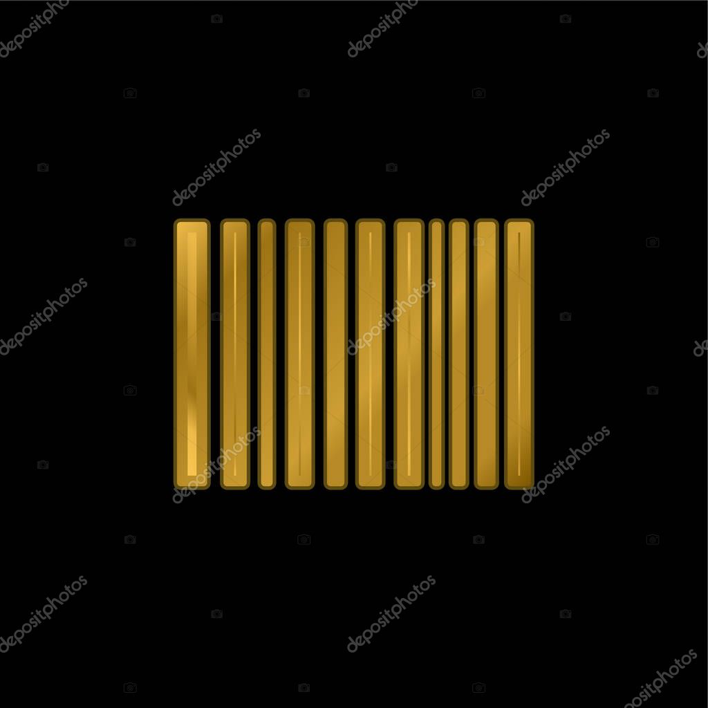 Barcode Lines gold plated metalic icon or logo vector