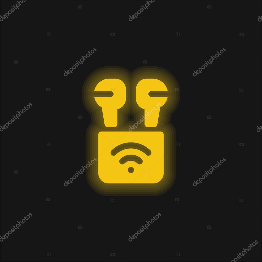 Airpods yellow glowing neon icon
