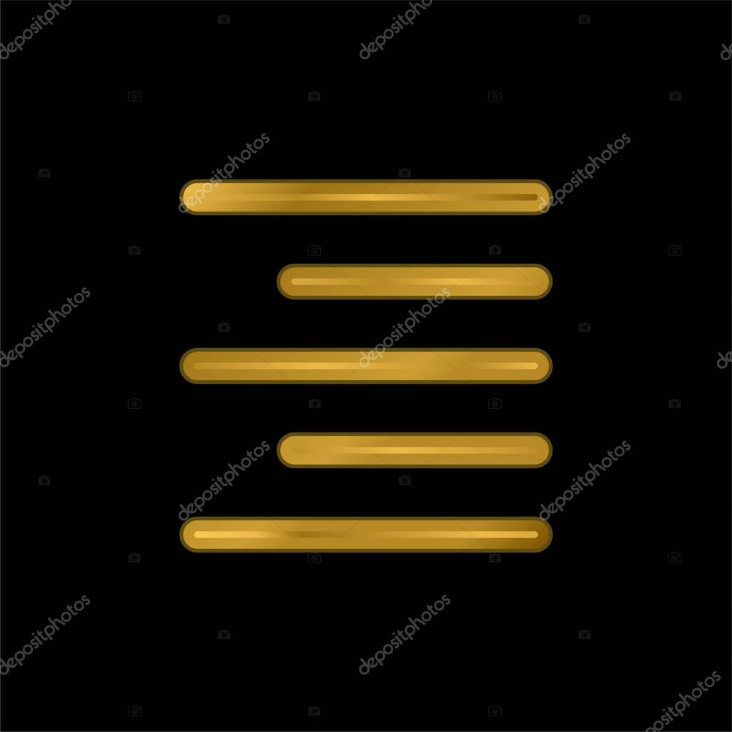 Align Right gold plated metalic icon or logo vector