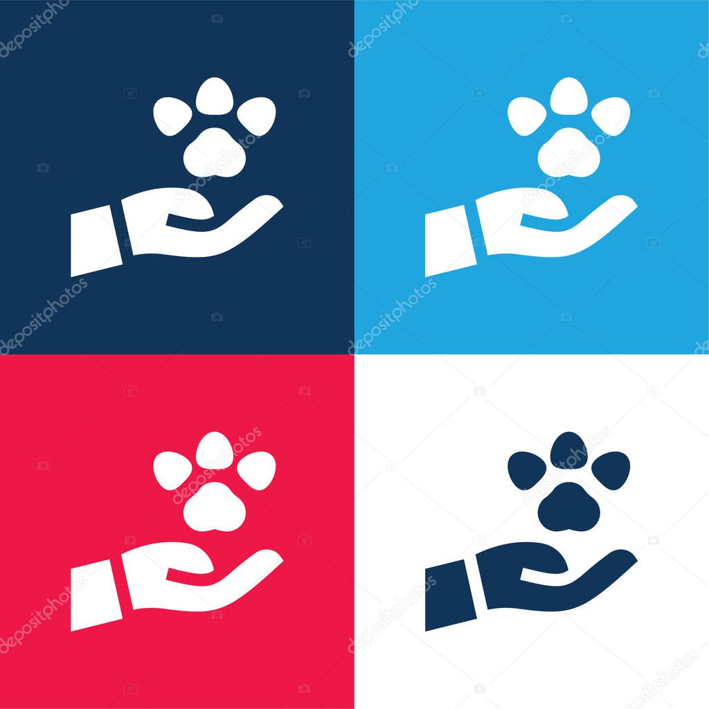 Animal blue and red four color minimal icon set
