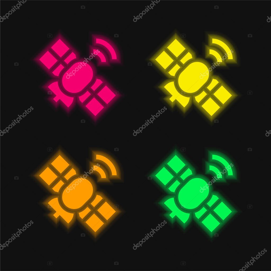 Antenna four color glowing neon vector icon
