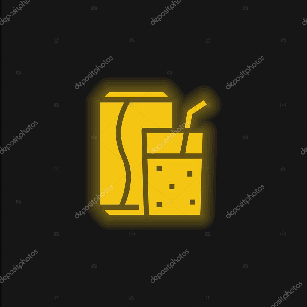 Beverage yellow glowing neon icon