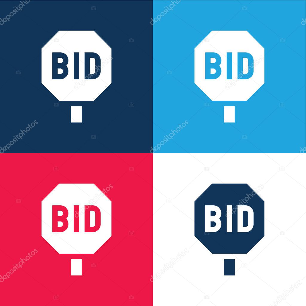 Bidding blue and red four color minimal icon set
