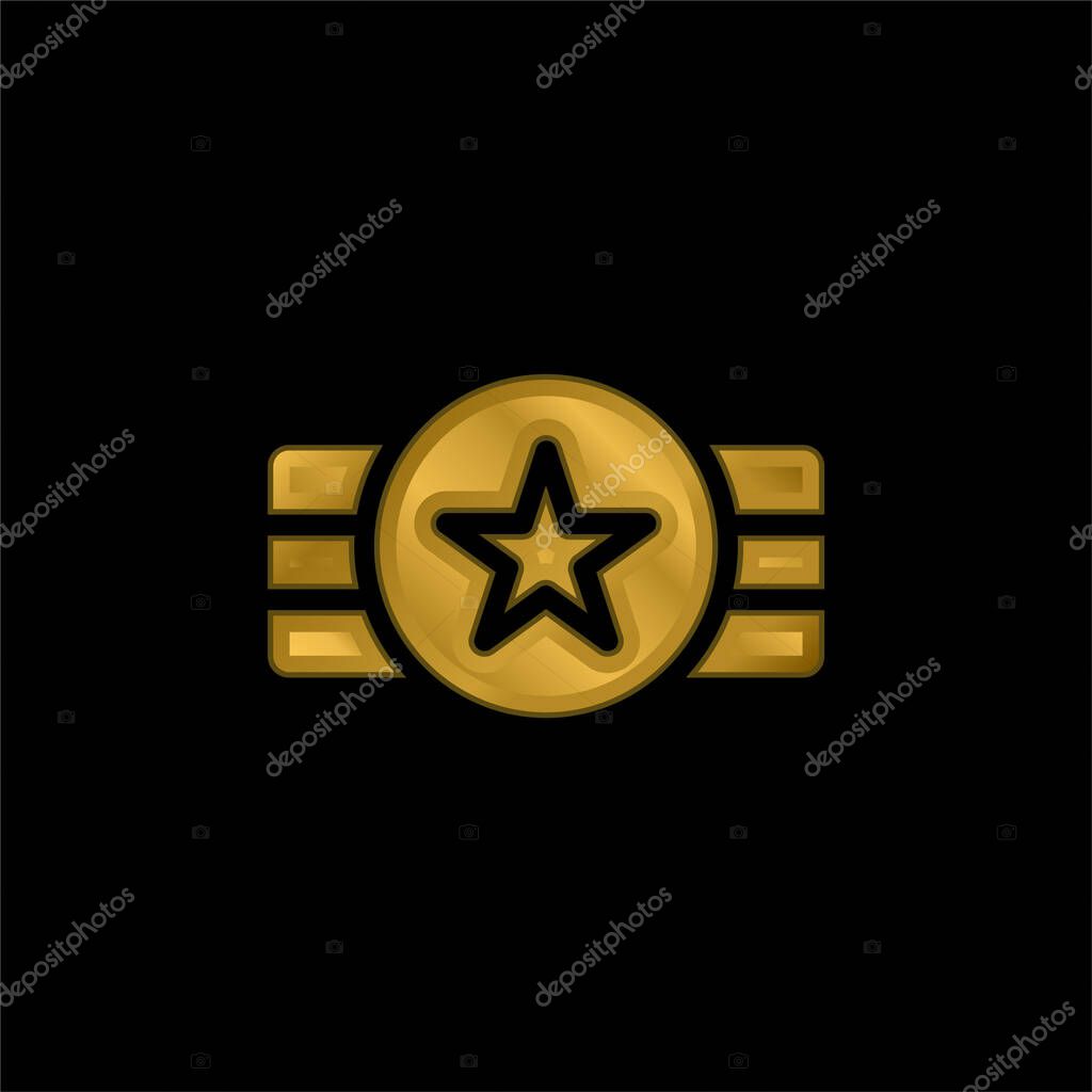 Badge gold plated metalic icon or logo vector