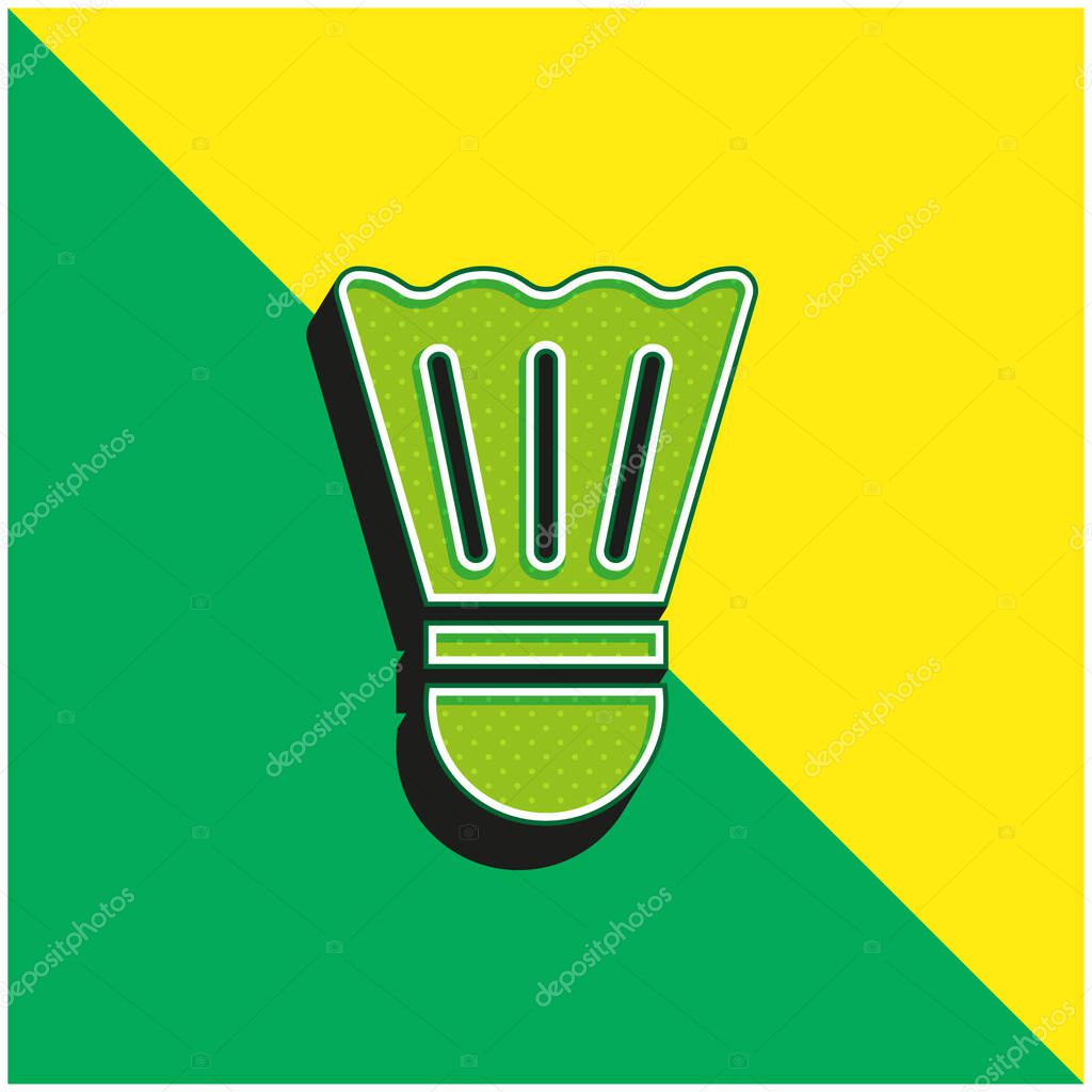 Badminton Green and yellow modern 3d vector icon logo