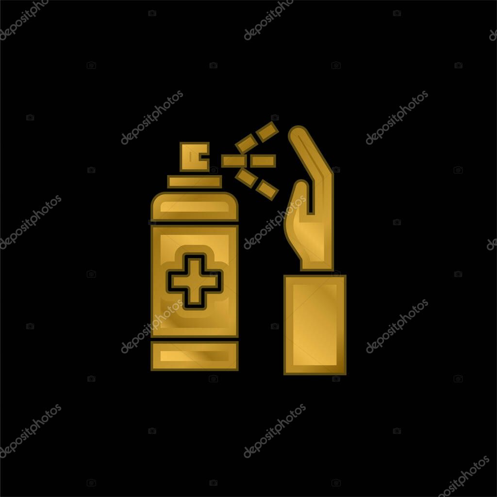 Alcohol Gel gold plated metalic icon or logo vector