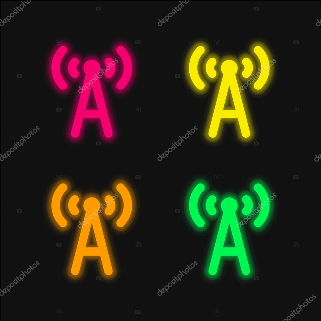 Antenna four color glowing neon vector icon