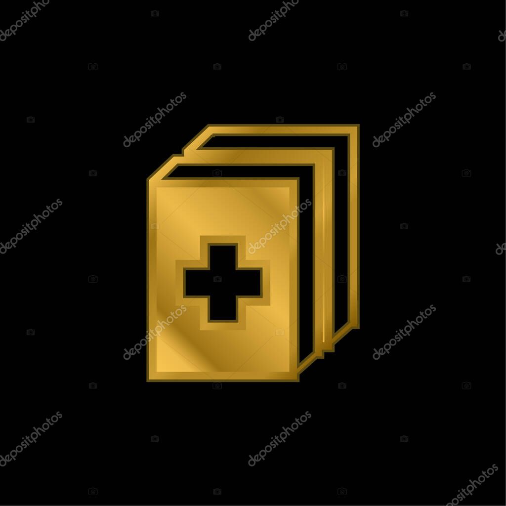 2 Medicine Kit gold plated metalic icon or logo vector
