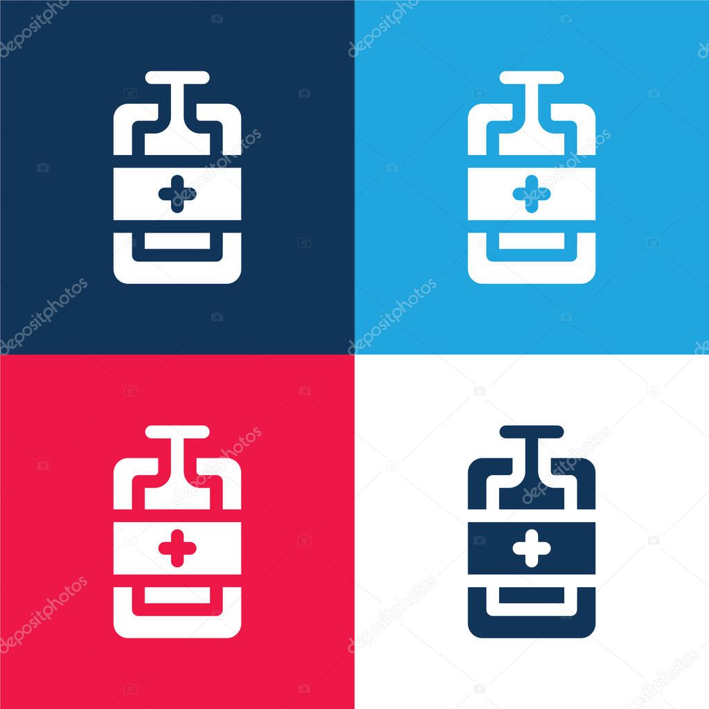 Blood Bag blue and red four color minimal icon set