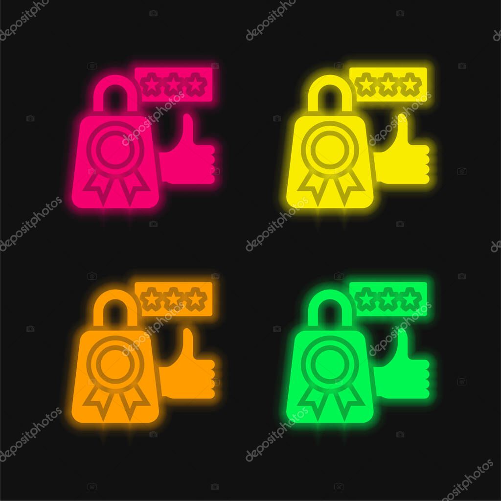 Best Seller four color glowing neon vector icon