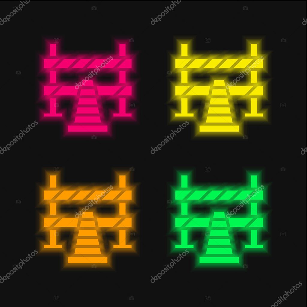 Barrier four color glowing neon vector icon