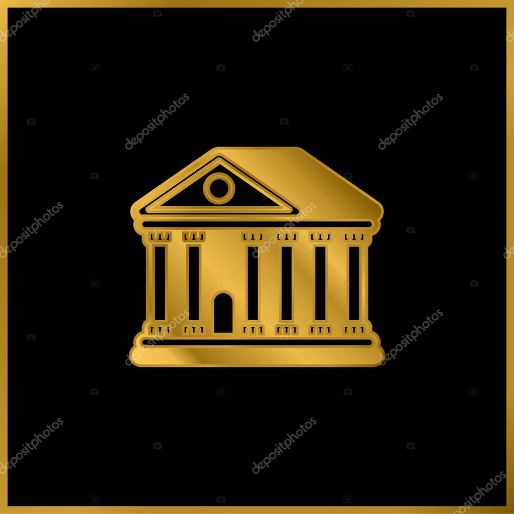 Bank gold plated metalic icon or logo vector
