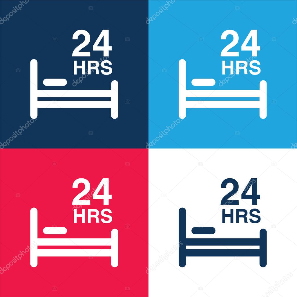 24 Hours Of Repose In Bed blue and red four color minimal icon set
