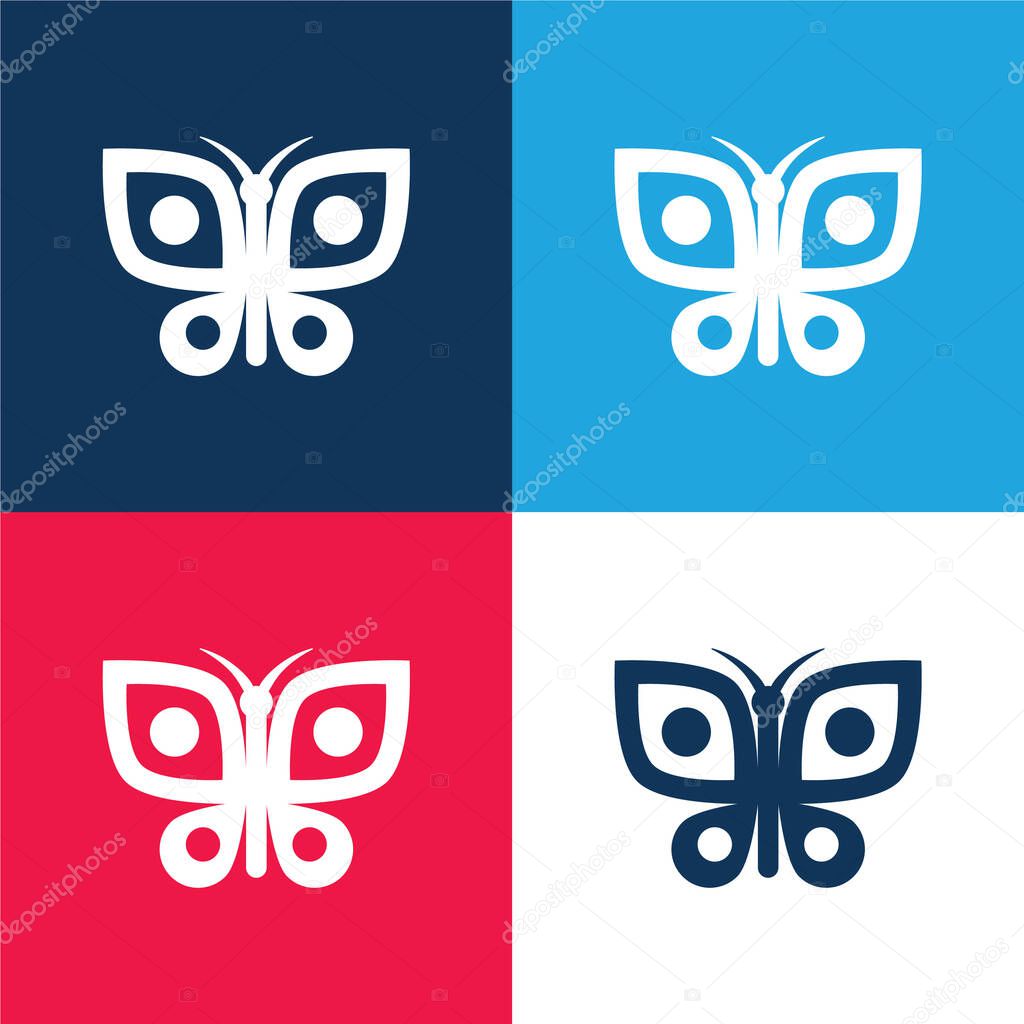 Big Butterfly blue and red four color minimal icon set