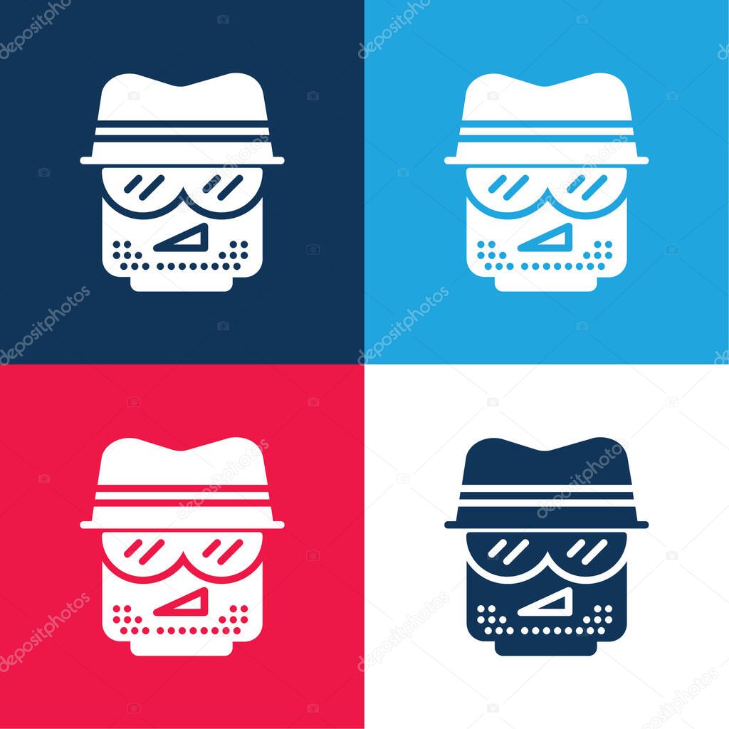 Agent blue and red four color minimal icon set