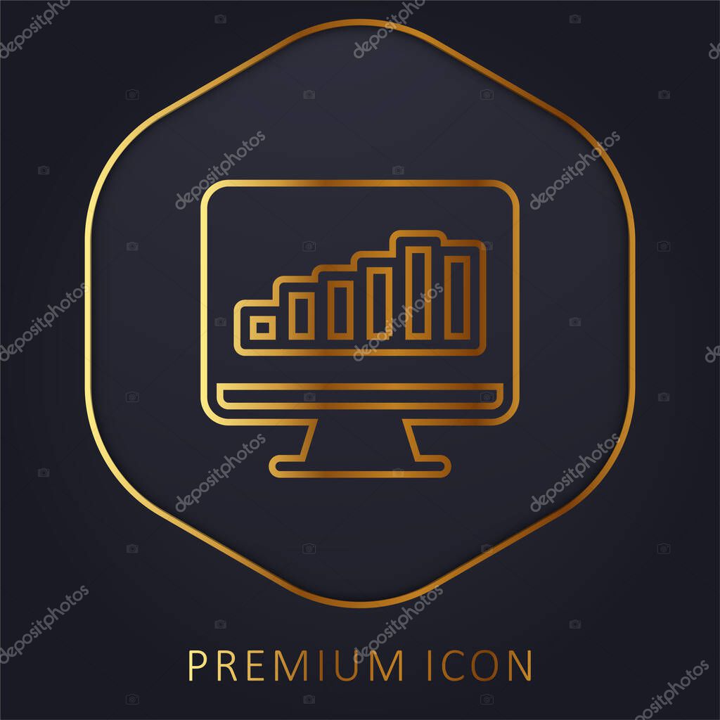 Bar Graph On Screen golden line premium logo or icon
