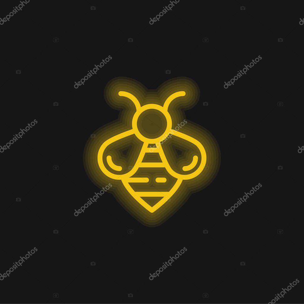 Bee yellow glowing neon icon