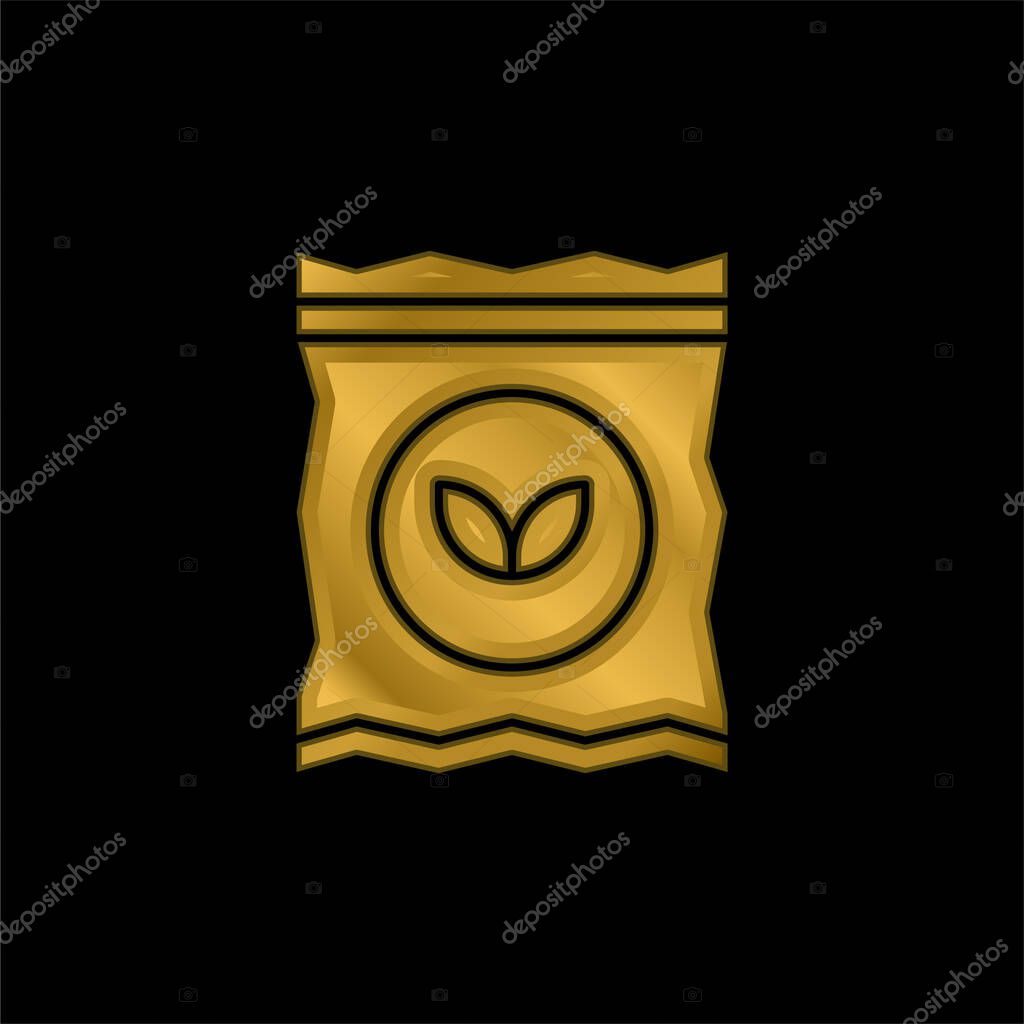 Bag gold plated metalic icon or logo vector