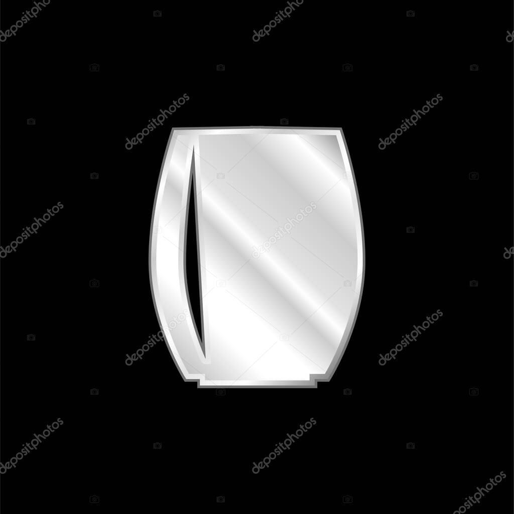 Black Glass Of Convex Sides silver plated metallic icon
