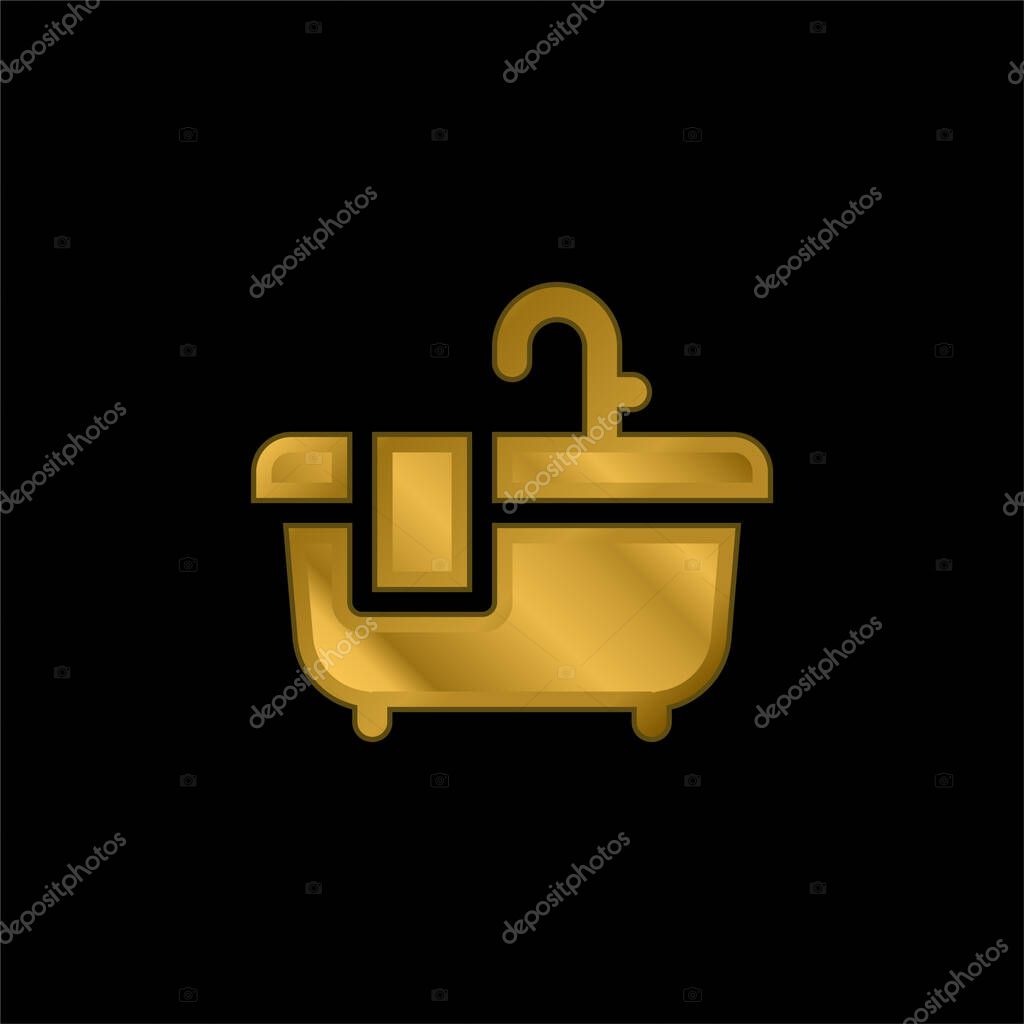 Bathtub gold plated metalic icon or logo vector