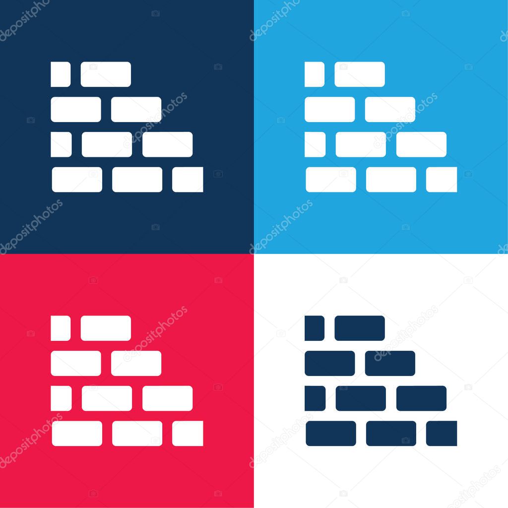 Brick Wall blue and red four color minimal icon set