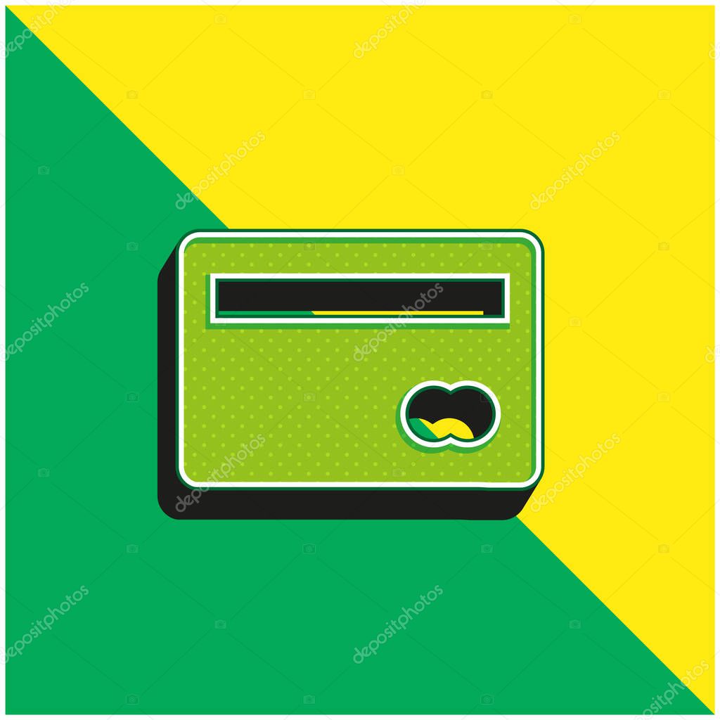 Big Credit Card Green and yellow modern 3d vector icon logo