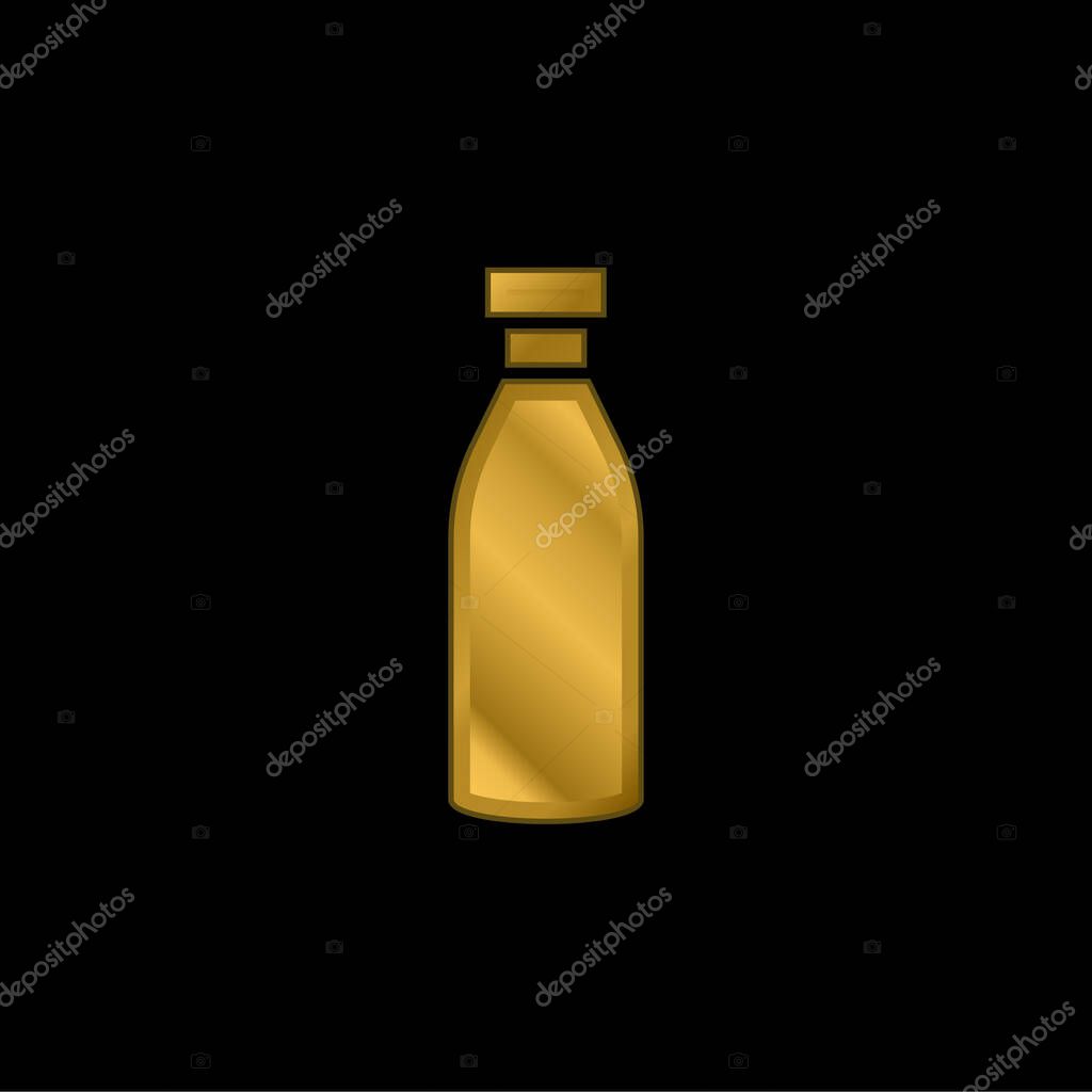 Bottle gold plated metalic icon or logo vector