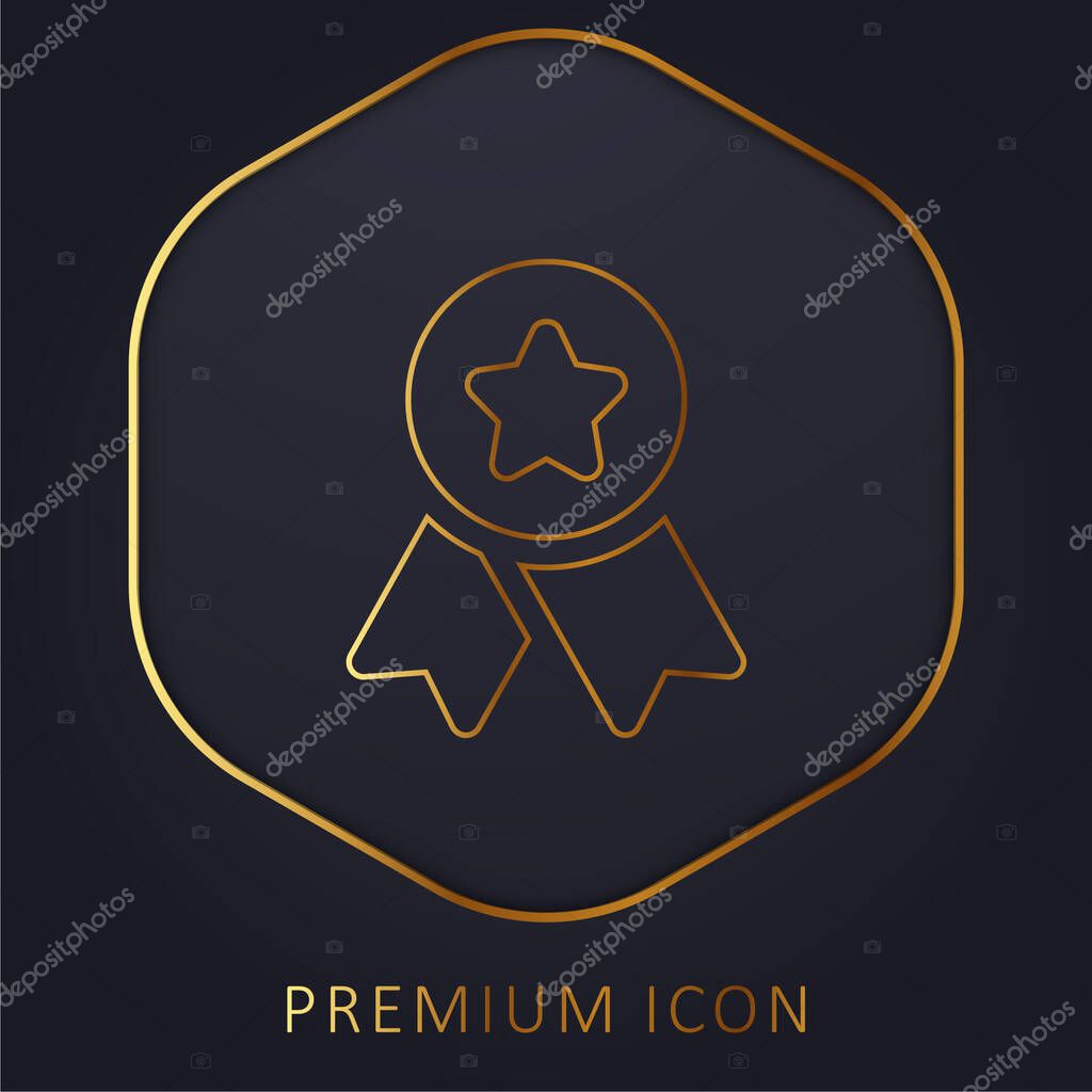 Badge golden line premium logo or icon