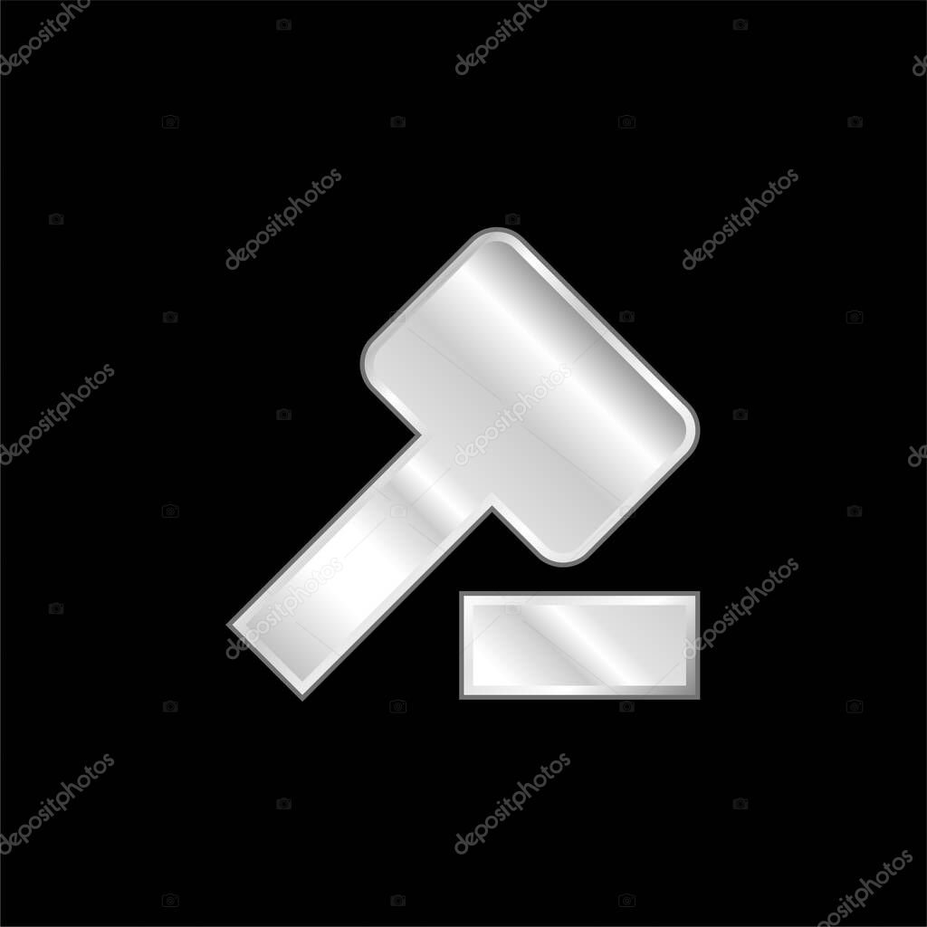 Auction silver plated metallic icon