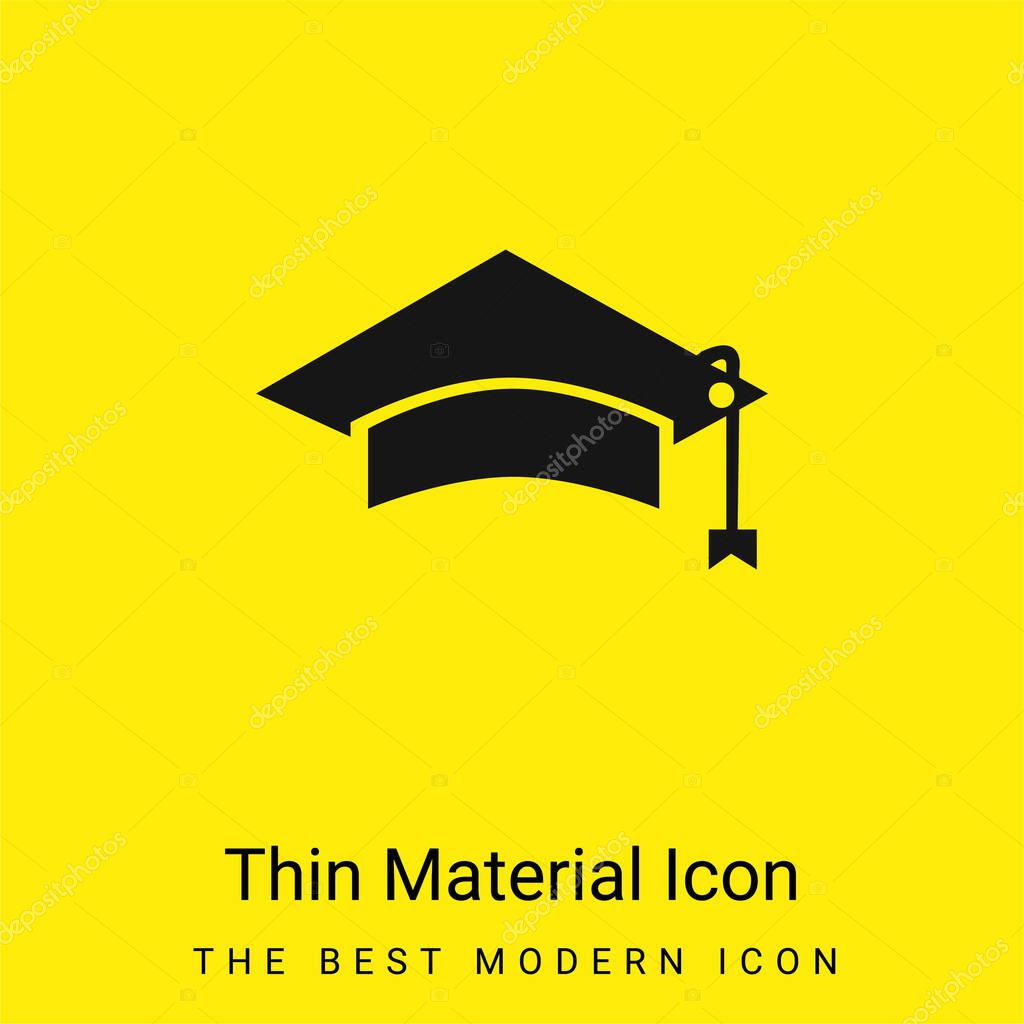 Black Graduation Cap Tool Of University Student For Head minimal bright yellow material icon