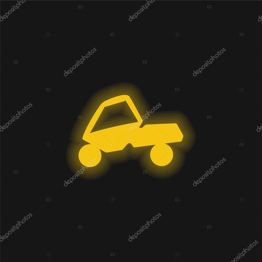 Adventure Sport On A Car yellow glowing neon icon