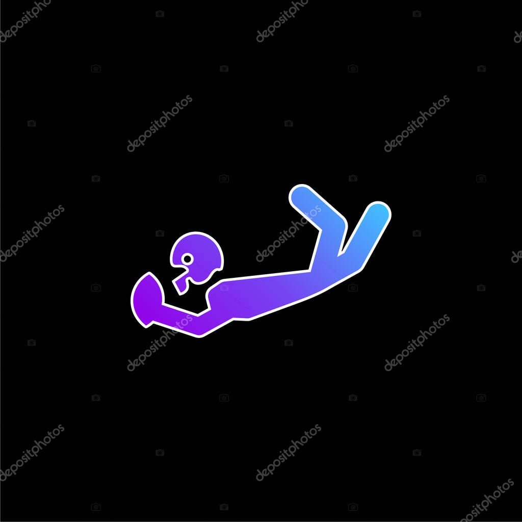 American Football Player Catching The Ball blue gradient vector icon