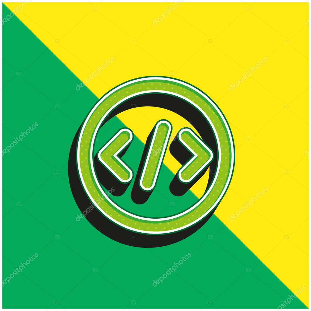 Bracket Green and yellow modern 3d vector icon logo