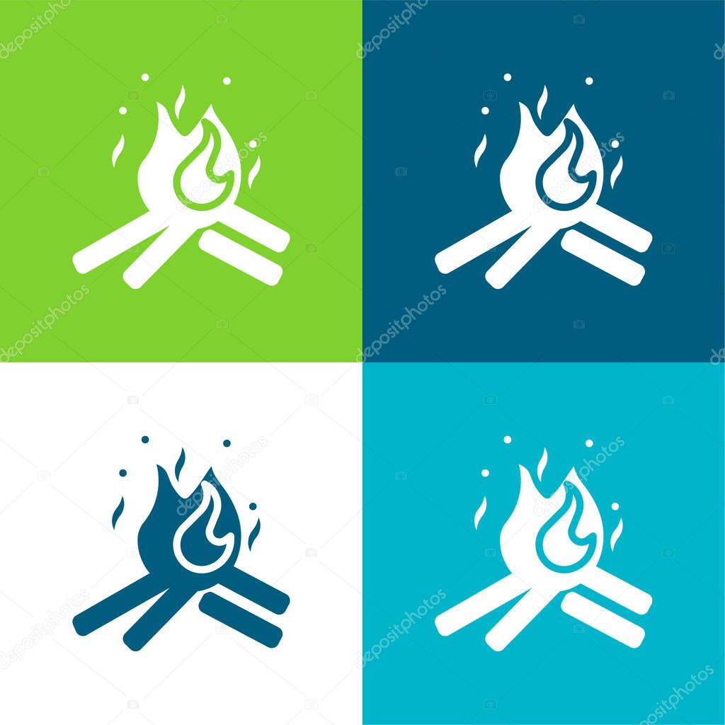 Bonfire Flat four color minimal icon set