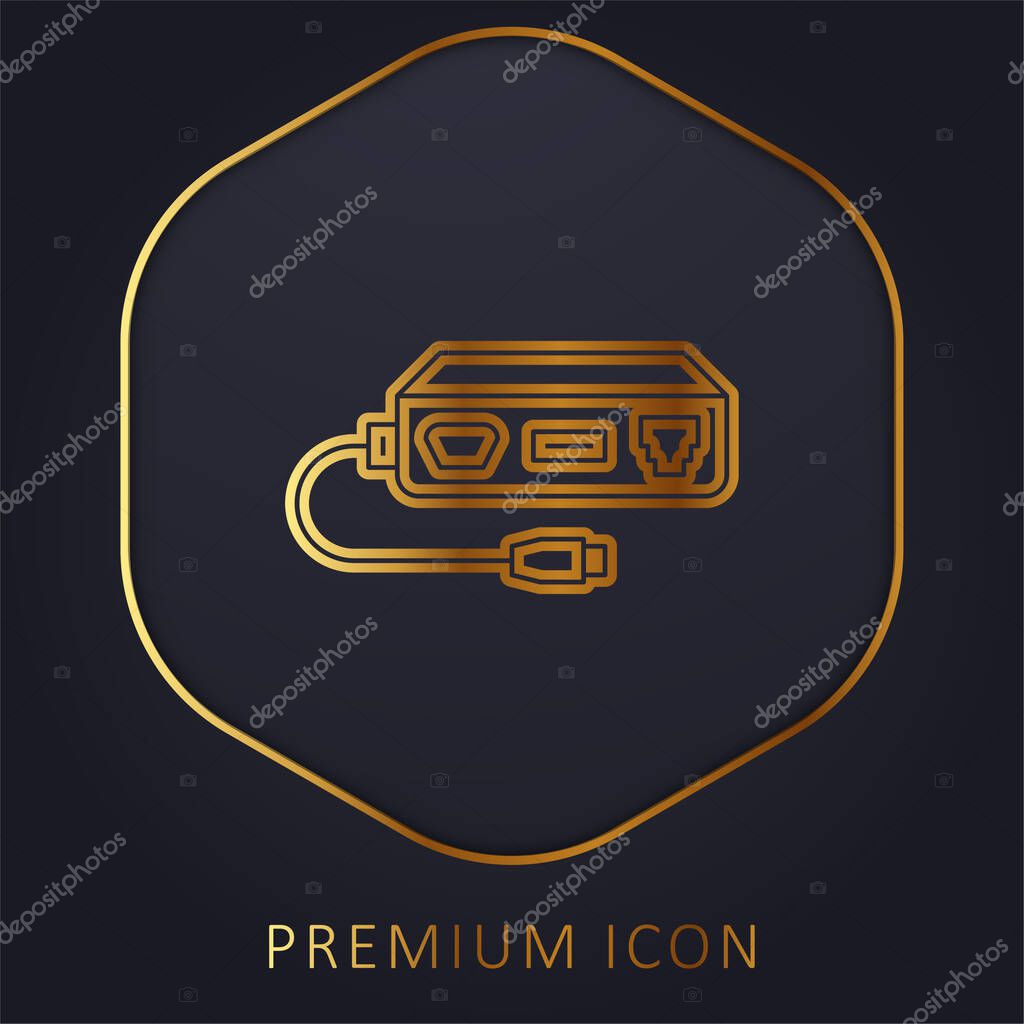 Adapter golden line premium logo or icon