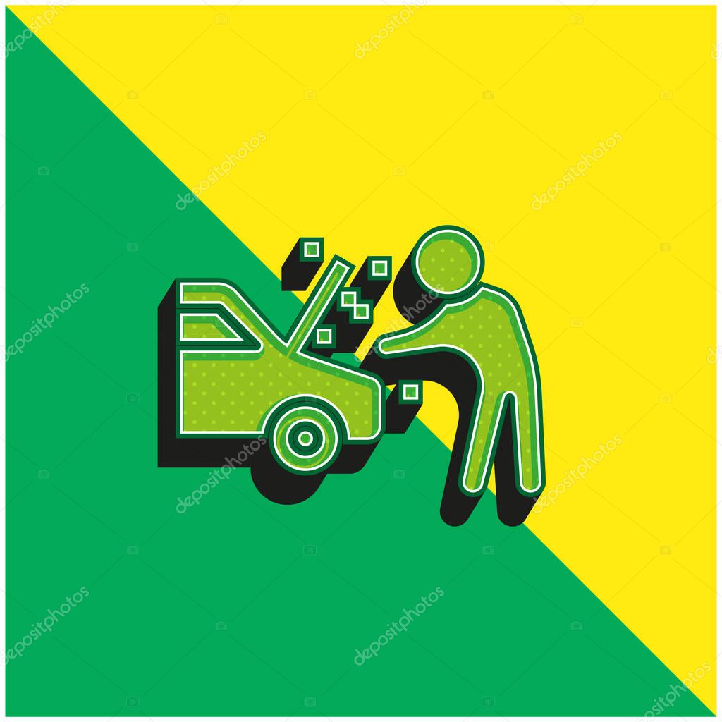 Breakdown Green and yellow modern 3d vector icon logo