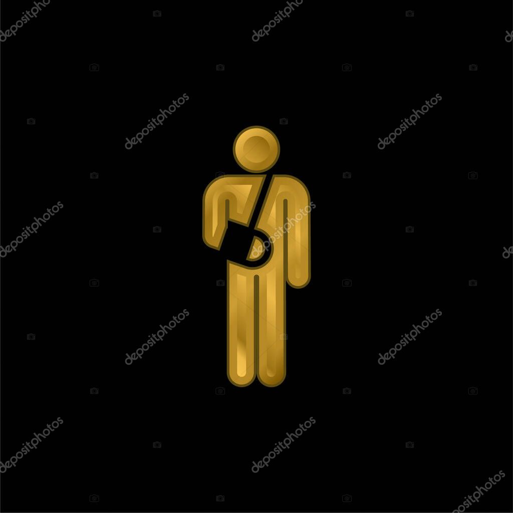 Accident gold plated metalic icon or logo vector