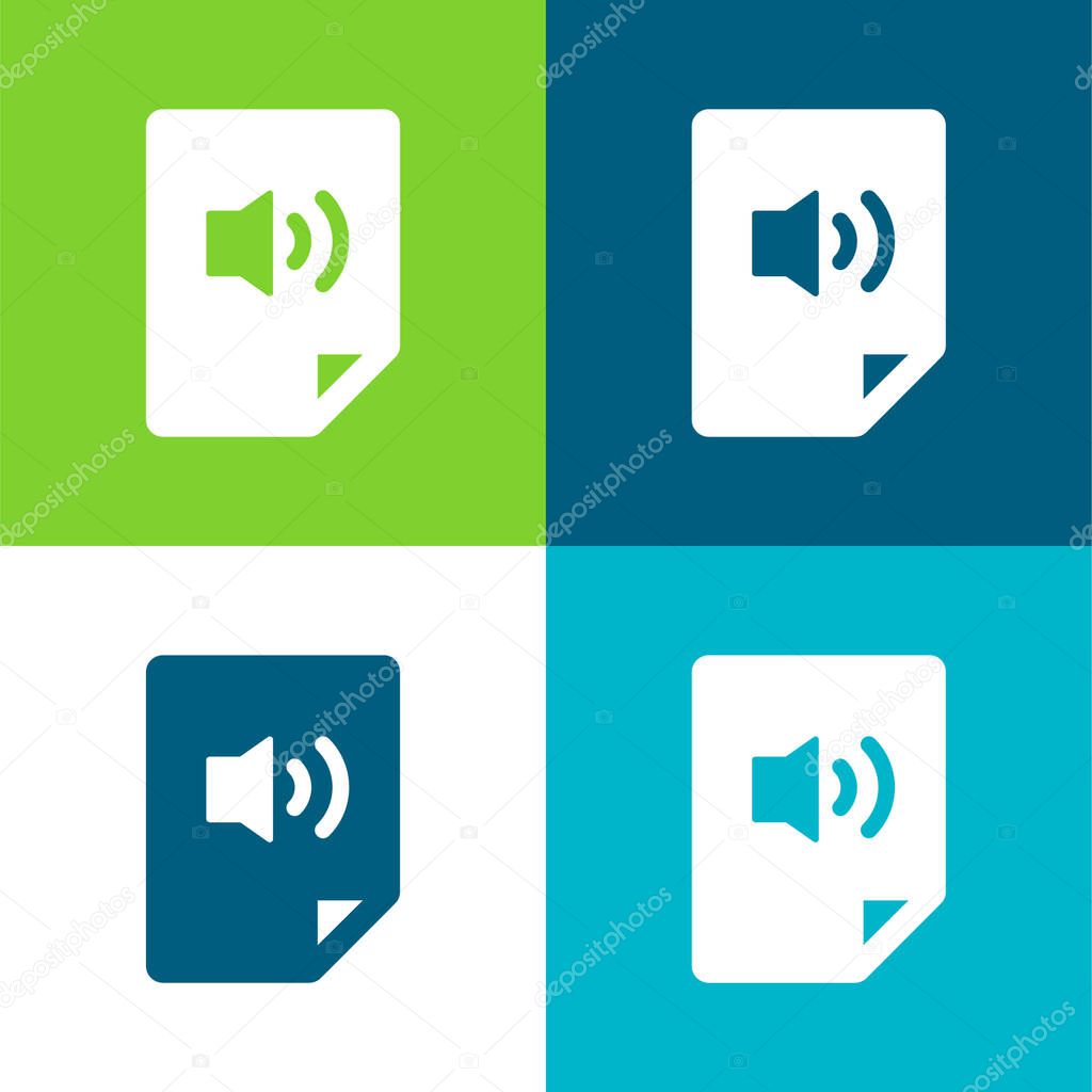Audio File Flat four color minimal icon set